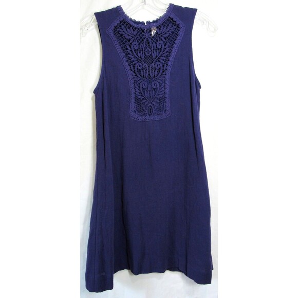 Free People Purple Mirabelle Lace Front Back Button Sleeveless Dress XS EUC - Picture 1 of 5